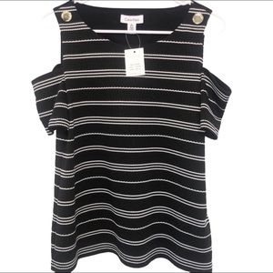 Calvin Klein | Cold Shoulder black & white blouse